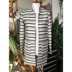 Striped Stitched light linen Trench Coat Jacket
